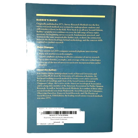 Survey Research Methods Second Edition Paperback Book Earl Babbie Vintage 1990 - Picture 2 of 15